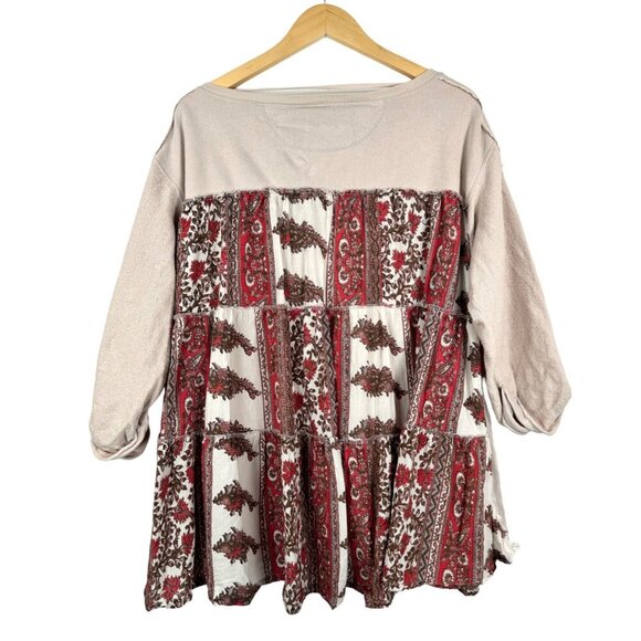 Free People Paisley crew neck Bandana Tunic boho 90s‎ sz XS - Picture 1 of 10